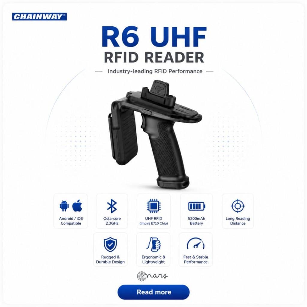 Chainway R6 UHF RFID Sled Reader เครื่องอ่าน RFID ระยะไกล Impinj E710 รองรับ Android และ iOS