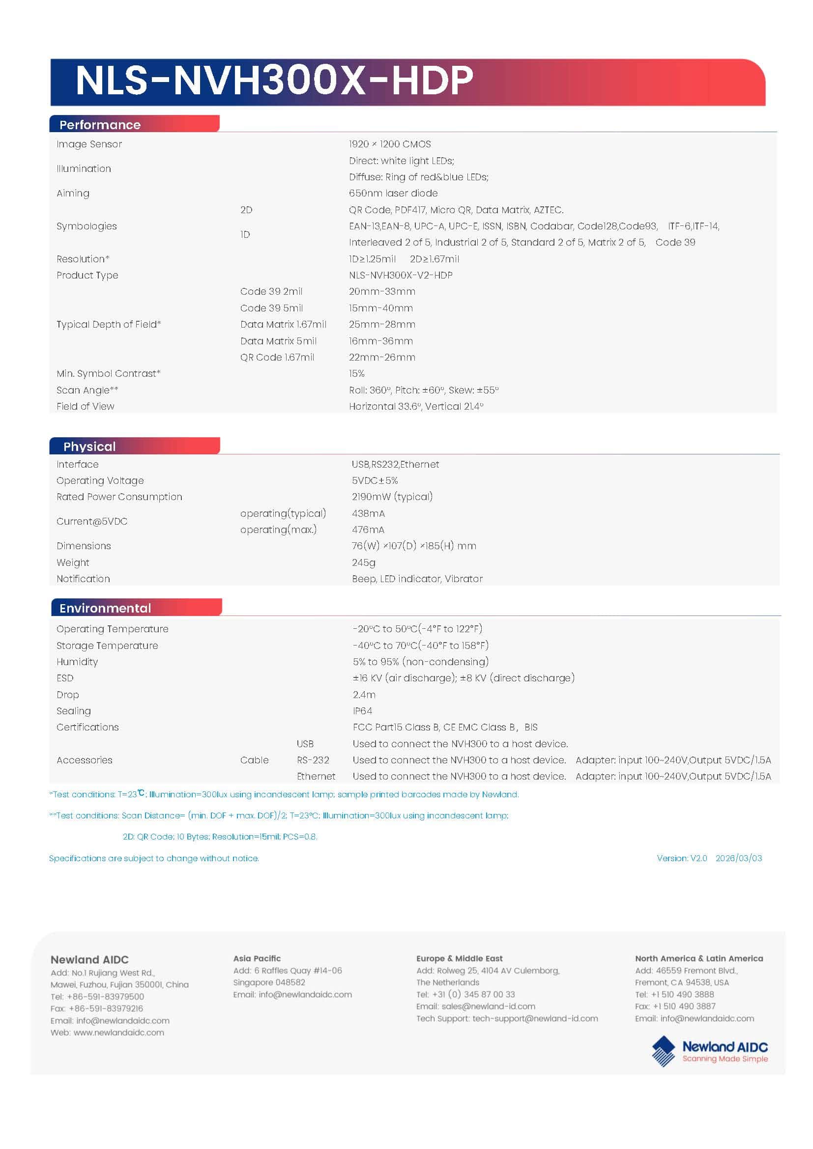 Newland NVH300 เครื่องสแกนบาร์โค้ดอุตสาหกรรม Industrial Scanner